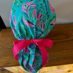 Lilly Teal Scrub Cap- Acanthus Aloha Scrub Cap-Or Scrub Cap- Lilly Teal OR Scrub Cap-Lilly Inspired Scrub Cap- ER Scrub Cap-Floral Scrub Cap