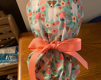 Jack Russell Terrier Scrub Cap- Jack Russell Terrier OR Scrub Cap- Ponytail Scrub Cap-Jack Russell Scrub Cap-Dog Scrub Cap-Nursing Scrub Cap