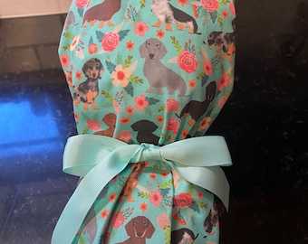 Dachshund Scrub Cap- Dachshund Scrub Hat- Dachshund Surgical Cap- Ponytail Scrub Cap- Dog OR Cap- ER Scrub Cap-Weiner Dog Scrub Cap