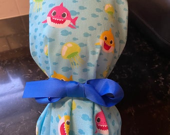 Shark Scrub Hat- Ponytail Scrub Cap-Scrub Cap- Shark Scrub Cap- Shark OR Scrub Cap- Shark Surgical Cap-Pediatric Scrub Cap