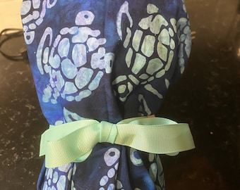 Sea Turtle Ponytail Scrub Hat-Scrub Hat- Sea Turtle Scrub Cap-Women's Scrub Hat--Turtle Surgical Cap-Nursing  Scrub Cap-OR Surgical Cap