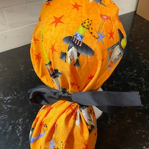 Halloween Scrub Hat-Witch Scrub Hat- Nursing Hat -Halloween Surgical Cap-Halloween Scrub Cap-Medical Cap-Ponytail Scrub Hat
