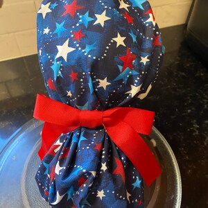 Patriotische Scrub Cap-Sterne Scrub Cap- Rot, Weiß und Blau Scrub Hat-Pferdeschwanz Scrub Hut-Patritic Surgery Cap-Women&#39;s Scrub Cap-Vierter Juli