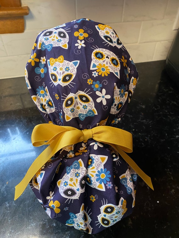 Cat Sugar Skull Scrub Hat Nursing 