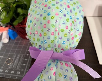 Gorro de Pascua - Gorro de Pascua con forma de huevo - Gorro de Pascua - Gorro quirúrgico de Pascua - Gorro de Pascua con cola de caballo para mujer - Gorro de Pascua - Gorro de Pascua con forma de huevo