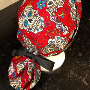 Halloween Scrub Hat- Halloween Scrub Cap-Sugar Skull Scrub Cap- Sugar Skull Scrub Hat- Nursing Cap- Surgical Cap-lSugar Skull -Nurse Hat-