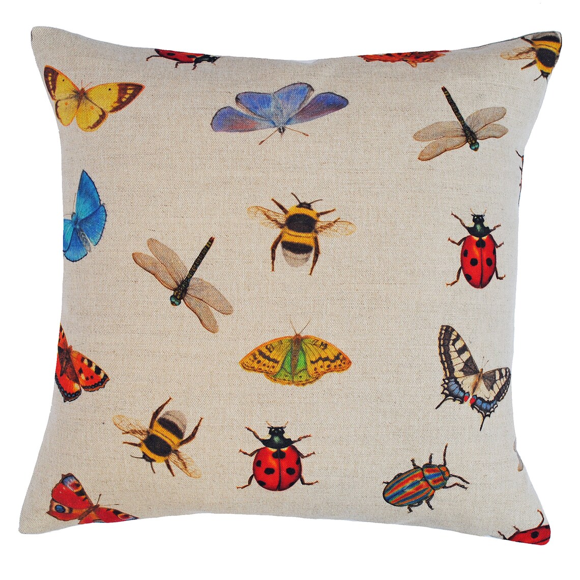 Colourful Insects Cushion Cover Swarm of Bugs Linen Cushion Etsy.de