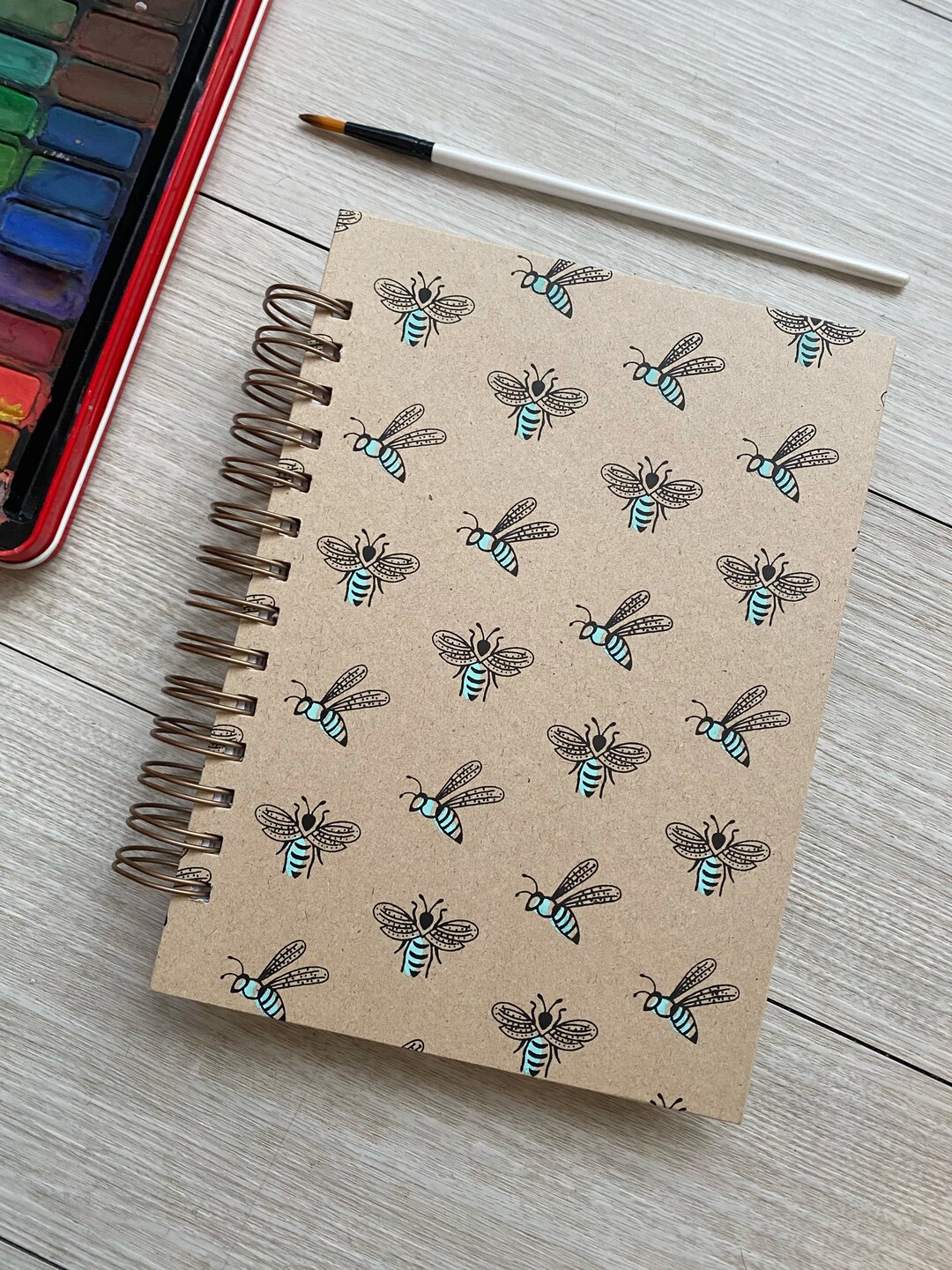 THICK Handmade A5 Bumble Bee Sketchbook / Blank Notebook Gift For Her