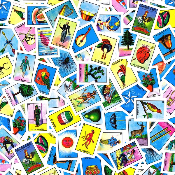 Old School Loteria Deck Card Pattern  | 12"x18"  | 300dpi | Ready to use JPG