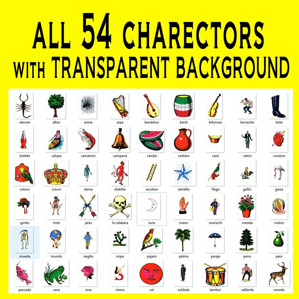 Loteria Transparent Characters LIMITTED TIME OFFER | Etsy