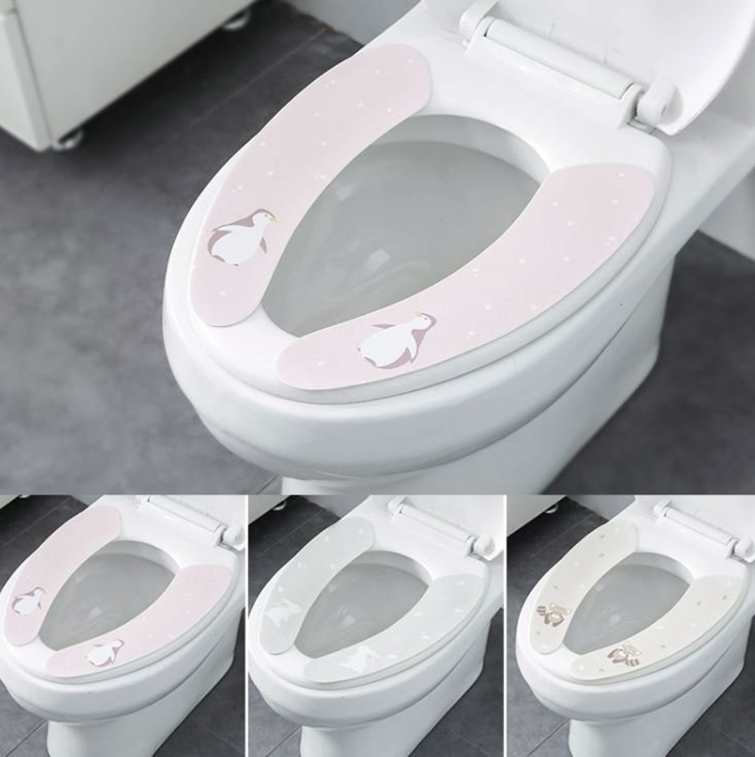 3 Pairs Toilet Seat Warmer Cover, Stick on Toilet Seat Cover, Padded Cushion Toilet Seat Cover