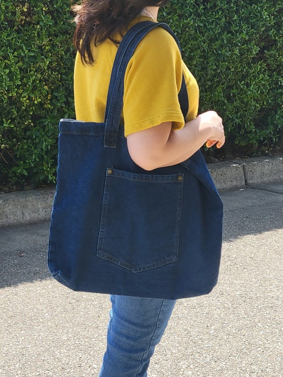 blue denim shoulder bag