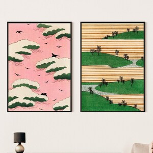 Watanabe Seitei Set of 2 Art Posters, Gallery Quality Prints, Wall Art Decor, Modern Art, Pink Art - Wall Art Poster Print - Sizes A2 A3 A4