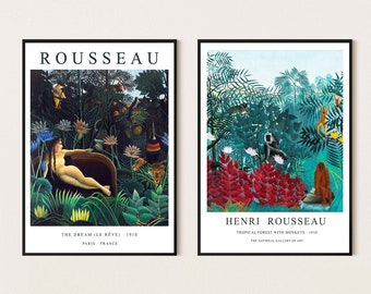 Henri Rousseau Set di 2 poster d'arte, stampa d'arte Rousseau, arte Rousseau, arte moderna, stampa moderna - Stampa poster d'arte da parete - Dimensioni A2 A3 A4