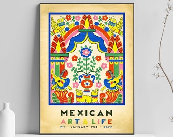 Mexican Art and Life Print, Mexican Poster, Mexican Print, Mexican Art Poster, Mexican Print, Vintage Wall Art Poster Print - Sizes A2 A3 A4