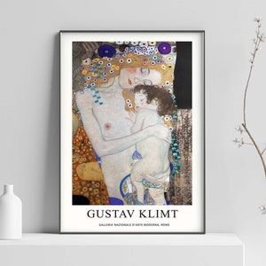 Impresión de Gustav Klimt, Impresión de arte de Klimt, Cartel de madre e hijo de Klimt, Cartel de Klimt, Arte moderno - Impresión de póster de decoración de arte de pared - Tamaños A2/A3/A4
