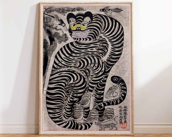 Talismanic Tiger Print Tiger Art Print Vintage Japanese Print Japanese Tiger Print Tiger Poster Tiger Wall Art Poster Print Size A2/A3/A4