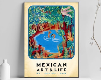 Mexican Art and Life Print, Mexican Poster, Mexican Print, Mexican Art Poster, Mexican Print, Vintage Wall Art Poster Print - Sizes A2 A3 A4