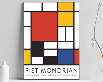 Piet Mondrian Print, Mondrian Art Print,  Mondrian Poster, Abstract Wall Décor, Modern Print, Abstract Print, Wall Art  - Sizes A2 A3 A4