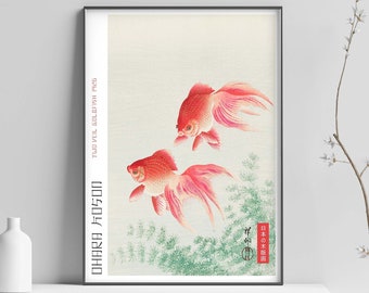Japanischer Kunst Druck, Schleier Goldfisch Druck, Ohara Koson Druck, Japanischer Druck, Koi Fisch Druck, Holzschnitt Wand Kunst Poster - Größen A2/A3/A4