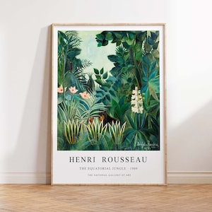 Henri Rousseau Print, Tropical Botanical Jungle Plants Poster, Equatorial Jungle Print, Vintage Art - Wall Art Poster Print - Sizes A2/A3/A4