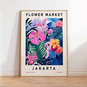 Marché aux fleurs de Jakarta, impression du marché aux fleurs, affiche du marché aux fleurs, art mural fleurs, magasin de fleurs, cadeau, déco florale murale tailles A2/A3/A4