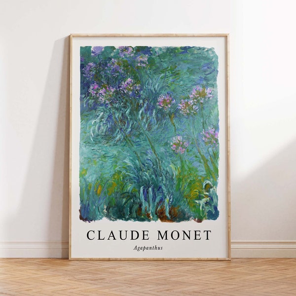 Monet Agapanthus Print, Claude Monet Print, Monet Floral Poster, Monet Vintage Poster,  Monet Art Wall Art Poster Print -  Sizes A2 A3 A4