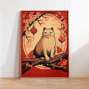 Vintage Japanese Print Vintage Cat Art Print Japanese Cat Art Poster Japanese Art Print Japanese Cat Wall Art Poster Print Sizes A2/A3/A4