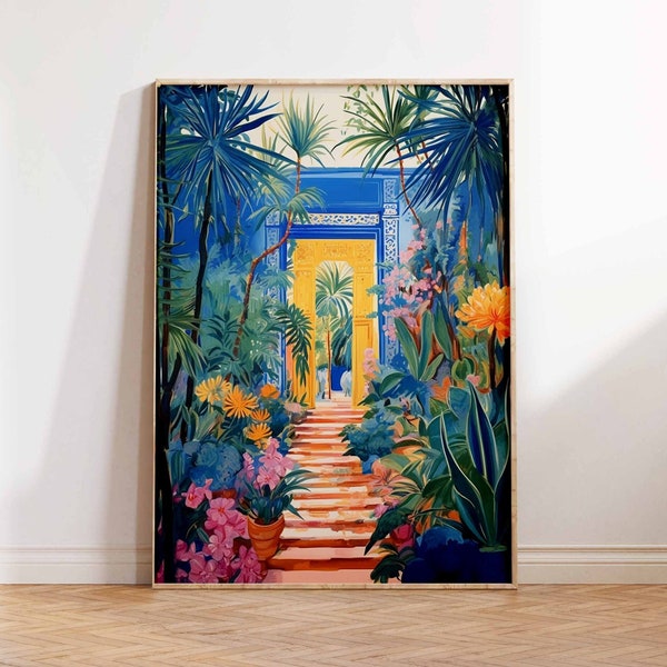 Impression d'art mural Jardin Majorelle Garden Marrakech Affiche d'art mural Jardin Majorelle Marrakech Idée cadeau Poster d'art mural Impression tailles A2/A3/A4