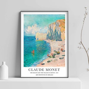 The Beach and the Falaise d&#39;Amont Print, Claude Monet Print, Monet Art print, Impressionism, Monet Poster, Gift Idea Wall art Sizes A2 A3 A4