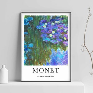 Water Lilies in Bloom Print, Claude Monet Print, Monet Floral Poster, Monet Water Lilies,  Monet Art Wall Art Poster Print -  Sizes A2 A3 A4
