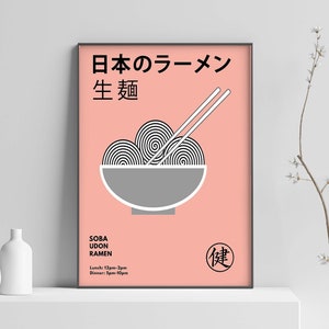Ramen Poster, Food Print, Modern Kitchen Decor, Illustration, Japanese, Food, Chef Print, Bar Art, Udon, Soba, Ramen Print, Wall Art Decor