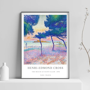 Cross Print, The Beach at Saint-Clair, Vintage Print, Henri Edmond Cross Art, Modern Art Print  Modern Wall Art Poster Print Sizes A2 A3 A4
