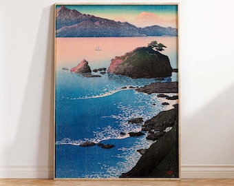 Vintage Japanese Woodblock Print, Kawase Hasui Art Print, Japanese Print, Beach, Vintage Japanese Art Wall Art Poster Print - Sizes A2/A3/A4