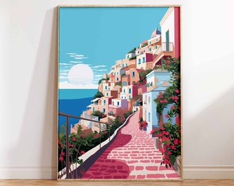 Positano Italy Travel Print Positano Wall Decor Positano Poster Italy Travel Prints Positano Art Print Positano Italy Print Sizes A2/A3/A4