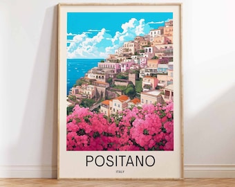 Positano Italy Travel Print Positano Wall Decor Positano Poster Italy Travel Prints Positano Art Print Positano Italy Print Sizes A2/A3/A4