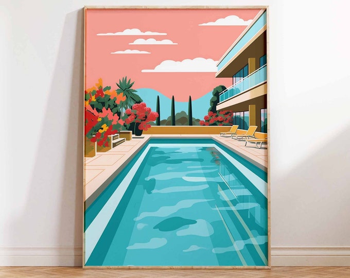 Abstract Pool Poster Print, Swimming Poster, Pool Art, Gift Idea, Abstract Pool Print, Abstract Pool Wall Art Poster Print Sizes A2 A3 A4