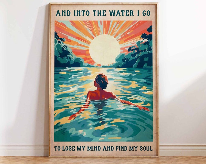 Nell'acqua vado a perdere la testa Trova la mia anima Stampa di poster Nuoto Poster Nuotatore Stampa Regalo Wall Art Poster Stampa Dimensioni A1 A2 A3 A4