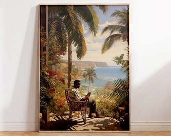 Caribbean Poster, Caribbean Wall Art, Tropical Decor, Scenery Poster, Secret Island Art Tropical Decor Wall Art Poster Print Sizes A2/A3/A4