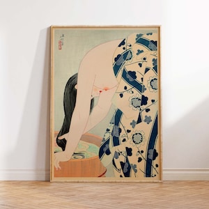 Washing the Hair Print, Shinsui Ukiyo-e Vintage Poster, Modern Wall Decor Japanese Print Japanese Woman Wall Art Poster Print Sizes A2 A3 A4