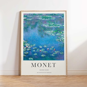 Monet Water Lilies Print, Claude Monet Print, Monet Floral Poster, Monet Vintage Poster,  Monet Art Wall Art Poster Print -  Sizes A2 A3 A4