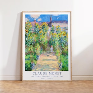 Claude Monet Print, The Artists&#39; Garden at Vetheuil Print, Modern Art Print, Monet Poster, Monet Art Wall Art Poster Print -  Sizes A2 A3 A4