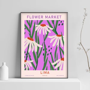 Flower Market Lima, Flower Market Print, Flower Market Poster, Floral Print, Flower Shop, Flower Print, Wall Art  Print -  Sizes A2 A3 A4