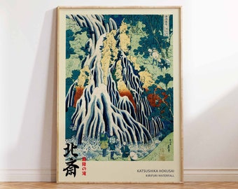 Katsushika Hokusai Kirifuri Waterfall, Hokusai Woodblock Print, Japanese Art Print, Japanese Print, Japanese Poster, Gift - Sizes A2 A3 A4