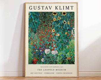 Gustav Klimt Poster Klimt Farm Garden with Sunflowers Klimt Flowers Floral Wall Decor Gift Klimt Floral Wall Art Poster Print Sizes A2 A3 A4