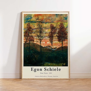Egon Schiele Bäume Druck, Schiele Kunst Poster, Vier Bäume Kunstdruck, Schiele Modern Art, Schiele Wandkunst, Schiele Wanddekoration Größen A2 A3 A4