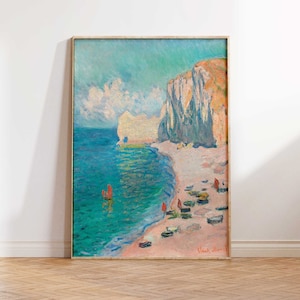 The Beach and the Falaise d'Amont Print, Claude Monet Print, Monet Art print, Impressionism, Monet Poster, Gift Idea Wall art Sizes A2 A3 A4