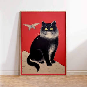 Vintage Japanese Print Vintage Cat Art Print Japanese Cat Art Poster Japanese Art Print Japanese Cat Wall Art Poster Print Sizes A2/A3/A4