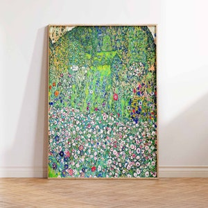 Cartel de Gustav Klimt, Jardín de rosas de Klimt, Flores de Klimt, Decoración floral de la pared, Regalo, Vintage Klimt Floral Wall Art Poster Print Sizes A2 A3 A4