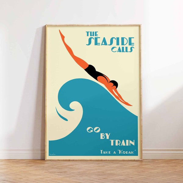 The Seaside Calls - Australian vintage travel poster by Gert Sellheim Art Deco 1930 - Gift Idea - Wall Art Poster Print - Sizes A2/A3/A4